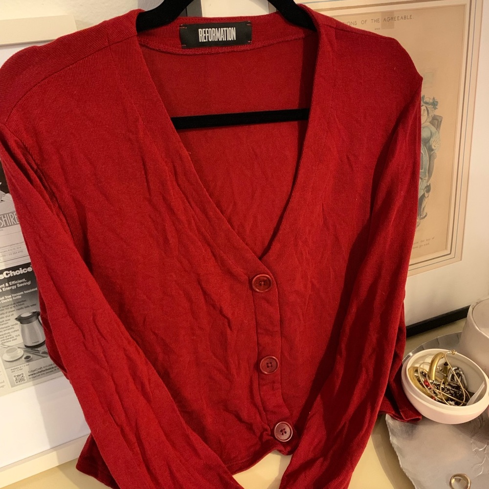 Cropped Red Reformation Sweater